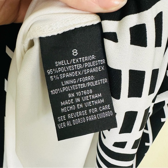 CHETTA B Women’s Geometric Print Mini to Midi Sleeveless Belted Dress, Size 8 - Picture 7 of 12